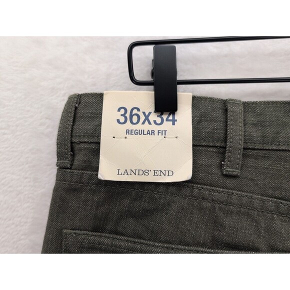Lands' End Regular Fit Coupe Simple Olive/Green jeans Mens size 36x34 NWT - Picture 13 of 15